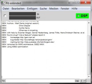 Screenshot der Puredata Konsole